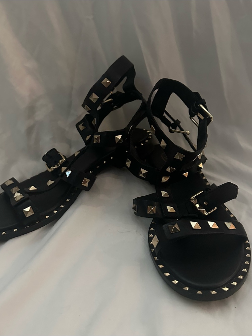 Ash Black Pacific Gold Studded Sandals 38